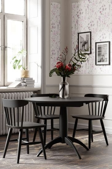 Laura Ashley Black Brecon Extending Round Dining Table