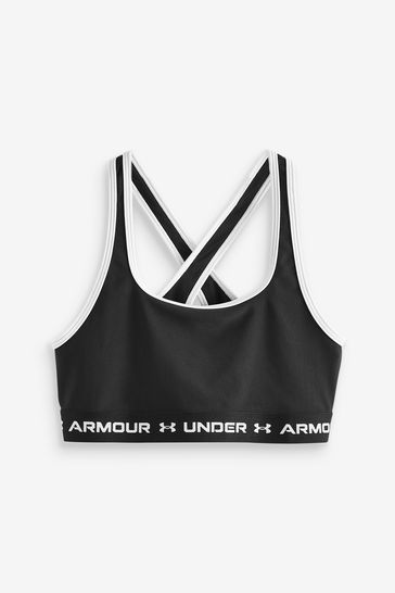 Under Armour Black Youth Crossback Mid Solid Sports Bra
