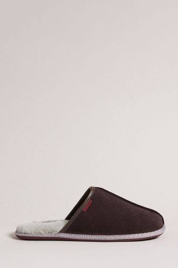 Ted Baker Petterr Brown Suede Mule Slippers