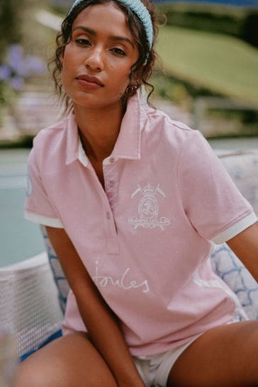 Joules Beaufort Pink Short Sleeve Cotton Polo Shirt