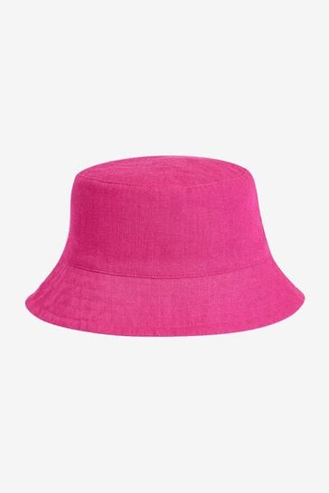 Bright Pink Linen Rich Bucket Hat (3mths-16yrs)