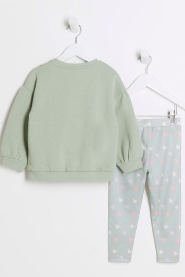 Buy River Island Green Girls Bag Graphic 100 Cotton Sweat Set from Next Italy