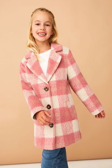 F&F Pink Check Smart Coat