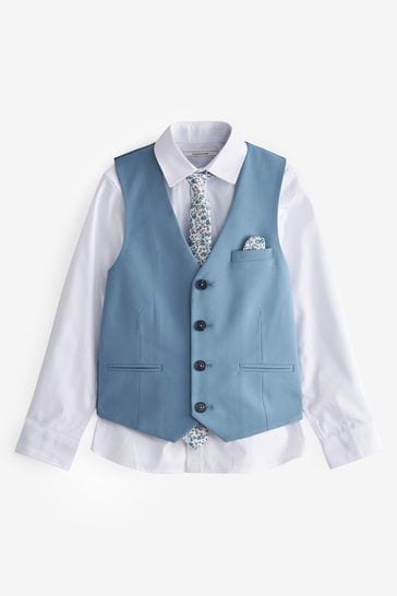 Blue Waistcoat, Shirt & Tie Set (12mths-16yrs)