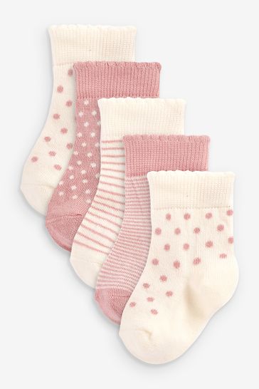 Pink Spot Baby Socks 5 Pack (0mths-2yrs)