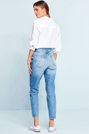 Ripped blue cheap mom jeans