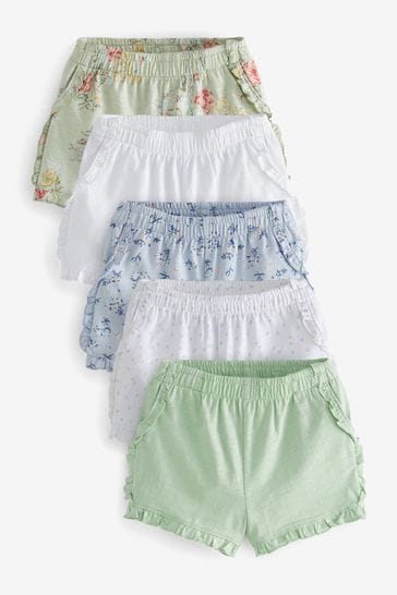 Blue/Green Floral 5 Pack Jersey Shorts (3mths-7yrs)