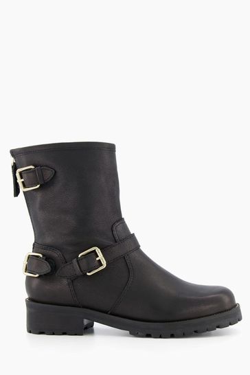 Dune London Black Panthers Pull-On Biker Boots