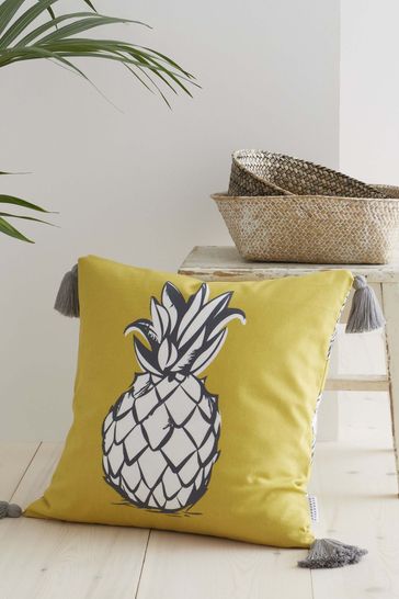 Pineapple Elephant Yellow Tupi Pineapple Outdoor/Indoor Water Resistant Cushion