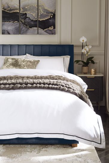Buy White With Black Oxford Cotton Rich Oxford Duvet Cover and