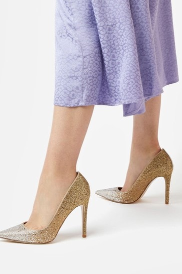 Dune London Metallic Bedazzler Ombre Crystal Court Shoes