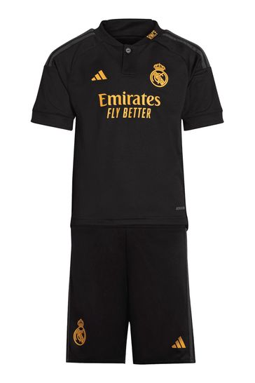 adidas Black Real Madrid Third 2023-24 Mini Kit Minikit