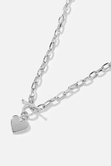 Accessorize Silver Platinum-Plated Heart Collar Necklace