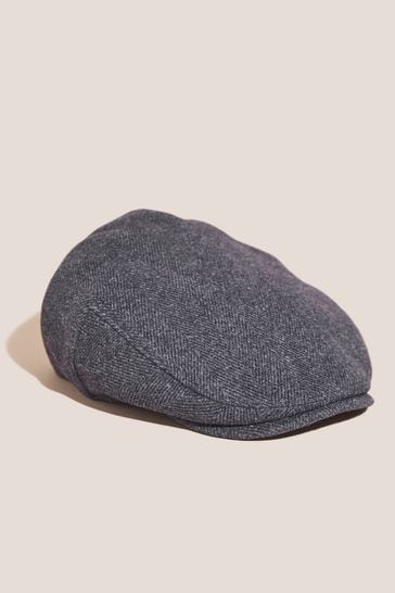 White Stuff Grey Wool Blend Flat Cap