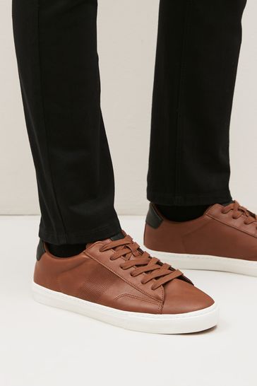 Buy Tan Brown Regular Fit Perforated Side Trainers from Next Denmark