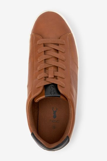 Buy Tan Brown Regular Fit Perforated Side Trainers from Next Luxembourg