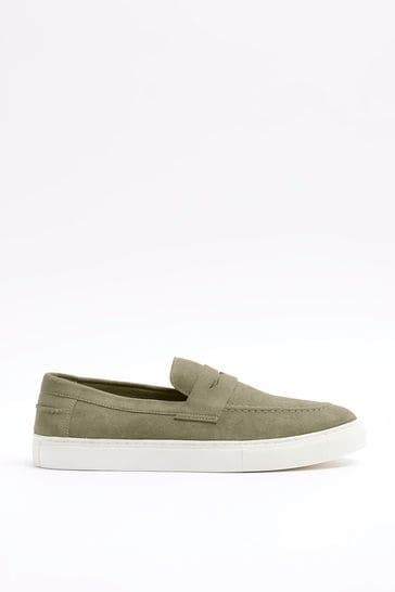 River Island Green Suede Loafers