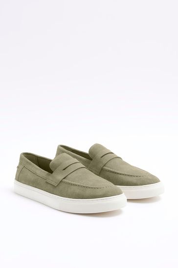 Buy River Island Green Suede Loafers from Next Denmark