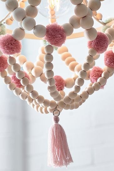 Pink Tahlia Pom Pom Easy Fit Chandelier Light shade