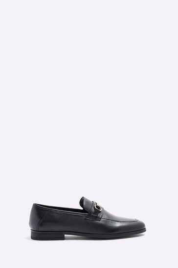 River Island Black Black Leather Snaffle Shoes