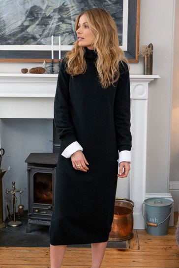 Midi roll neck outlet dress