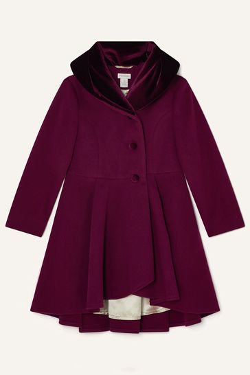 Monsoon Red Velvet Shawl Collar Coat With Recycled Polyester