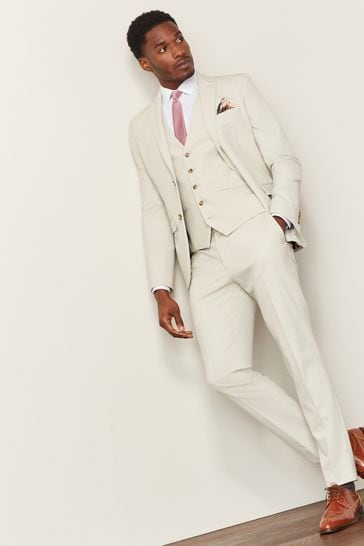 Buy Ecru White Skinny Motion Flex Stretch Suit Jacket from Next
