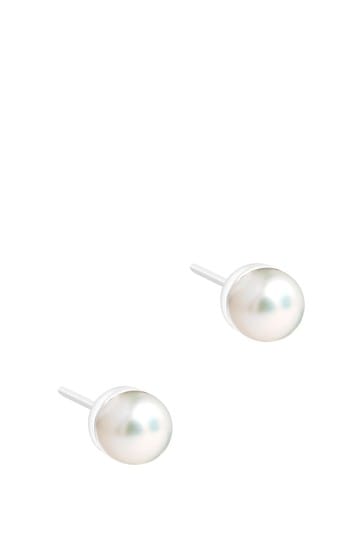 Pure Luxuries London Laval Rhodium Plated Silver And Pearl Earrings