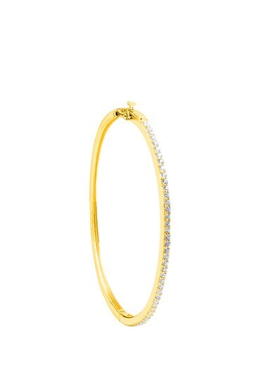 Pure Luxuries London Cecile Yellow Gold Plated Sterling Silver And Cubic Ziconia Bangle