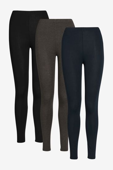Black/Navy/Charcoal Grey Full Length Leggings 3 Pack