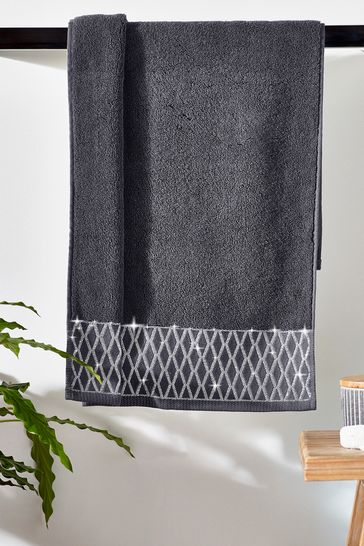 Charcoal Grey Harper Metallic Fibre Towel