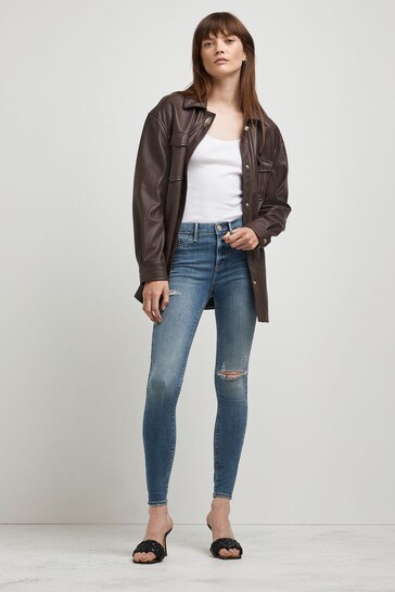 River Island Blue Molly Ripped Skinny Jean