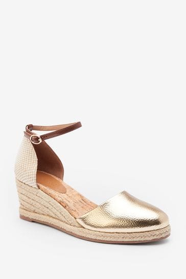 Gold Regular Wide Fit Forever Comfort Closed Toe Wedges