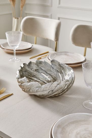 Silver Curved Feather Bowl