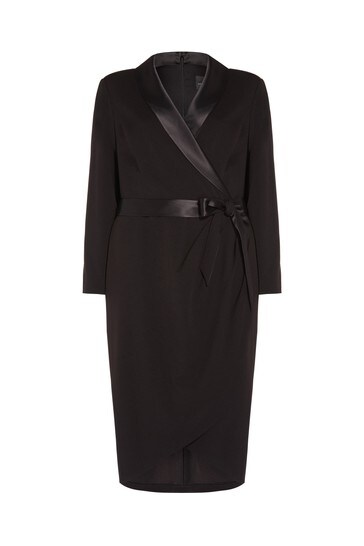 Buy Adrianna Papell Black Plus Knit Crepe Tuxedo Wrap Dress from Next  Germany