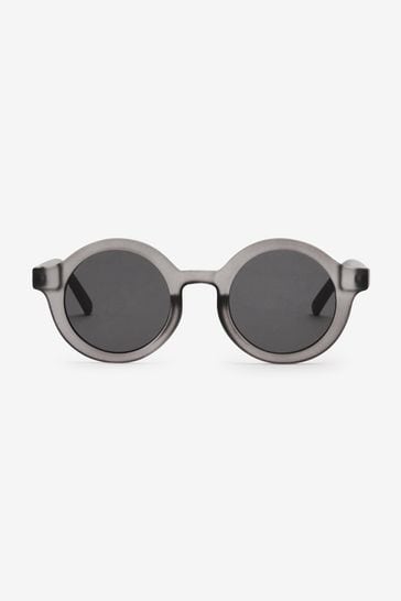 black and silver round sunglasses