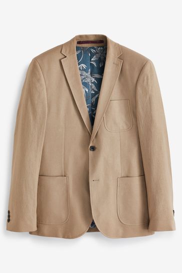 Buy Neutral Slim Linen Blend Blazer from Next France