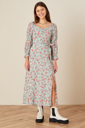 Monsoon Green Hattie Floral Midi Dress