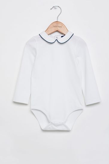 Trotters London Long Sleeve White Milo Piped Body