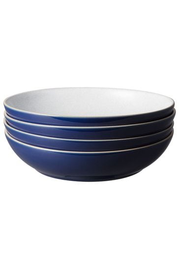 Denby 4 Piece Dark Blue Elements Pasta Bowls Set