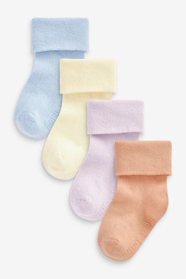 Pastel Purple and Yellow Baby Roll Top Socks 4 Pack (0mths-2yrs)