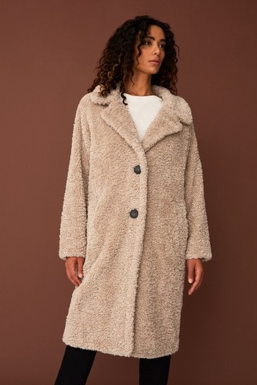 Buy F☀F Natural Long Teddy Coat from ...