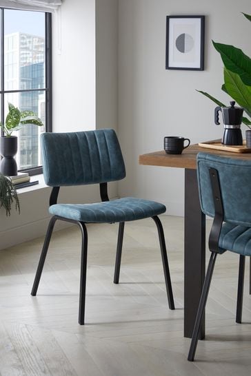 Buy Set of 2 Arona Faux Leather Blue Aiden Non Arm Dining Chairs