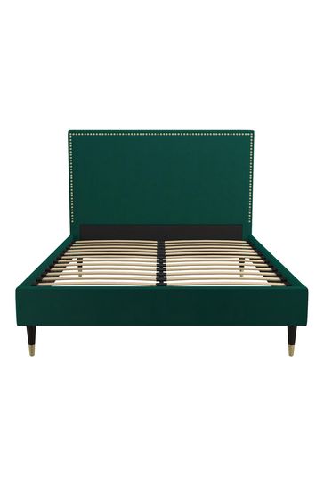 CosmoLiving Green Audrey Velvet Upholstered Bed