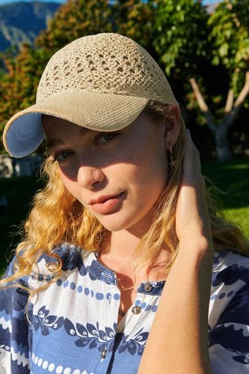 Buy White Stuff Natural Woven Baseball Cap from Next Luxembourg