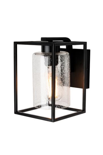 BHS Black Hardy 1 Light Cage Wall Light with Bubble Glass