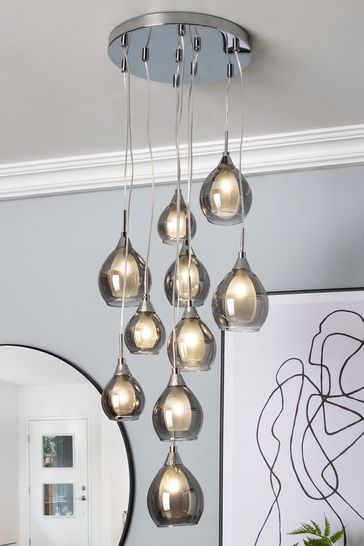 BHS Grey Carmella 10 Light Cluster Ceiling Light Pendant