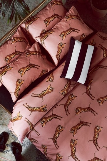Paloma Home Blush Pink Pouncing Tigers Duvet Cover and Pillowcase Set