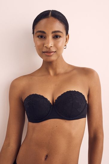 Black/Nude Lace Light Pad Strapless Multiway Bras 2 Pack