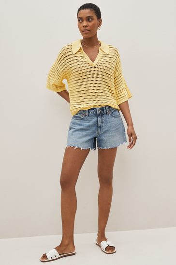 Yellow knit top best sale
